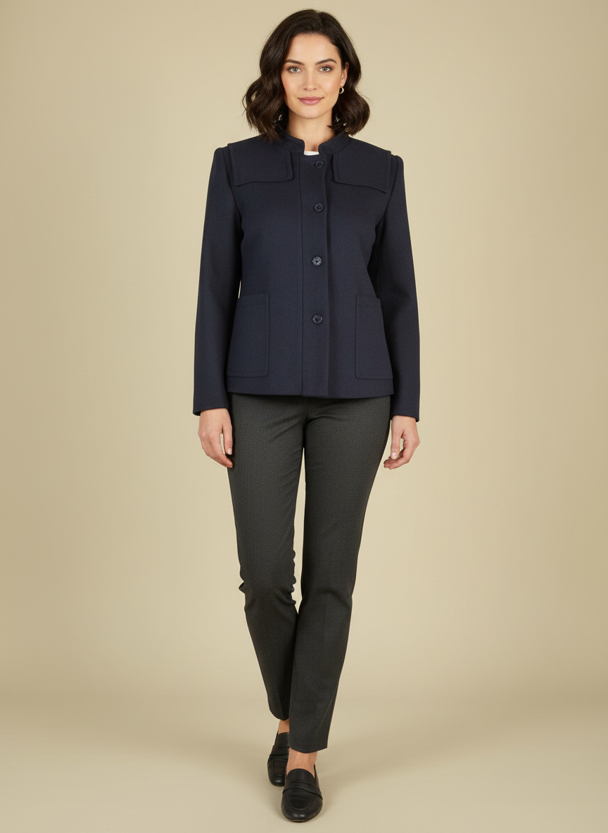 Kase Ceket yan profil, şık ve sade kadın blazer modeli
